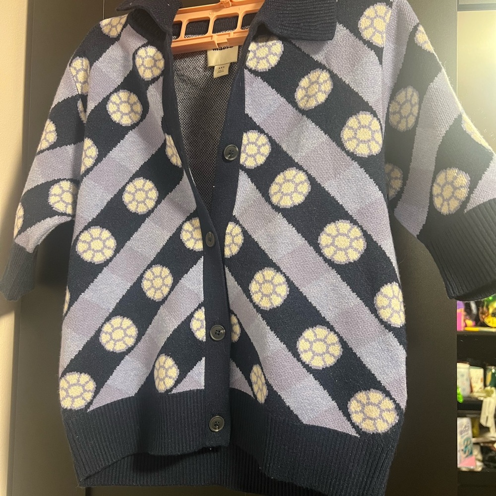 MAEVE Blue and Cream Patterned Cardigan